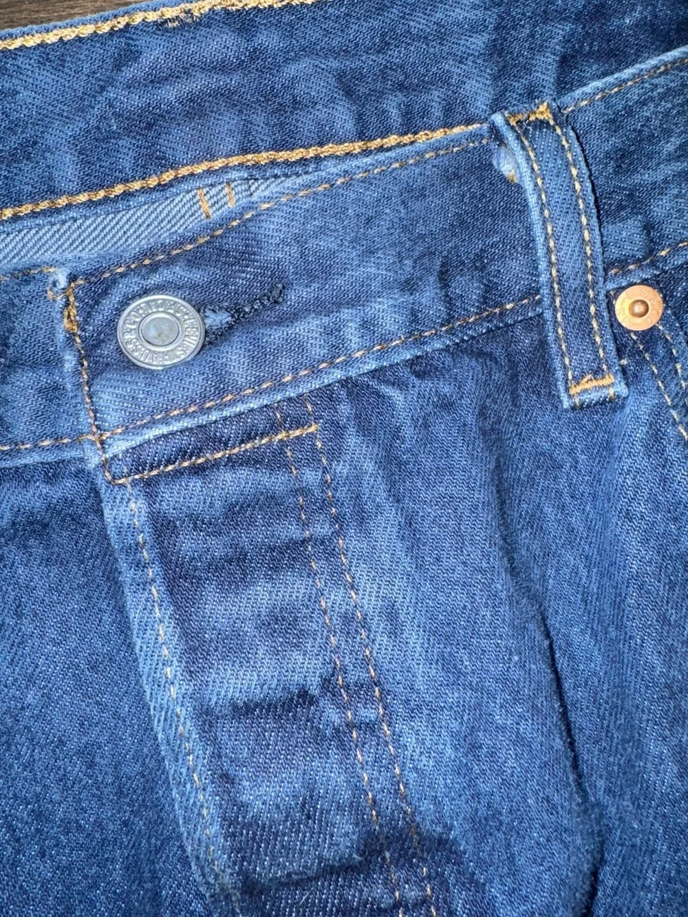 Levi’s 501 Original Button Fly Dark Wash Straight Leg Jeans Men’s 38x30